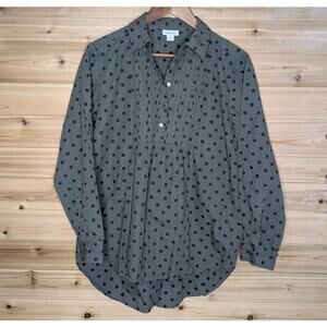 Sundance Top Womens Small Green Black Polka Dot Blouse